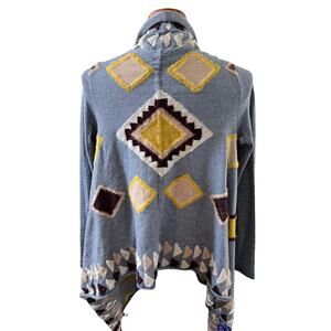 Anthropologie southwest Aztec print asymmetrical cardigan sweater